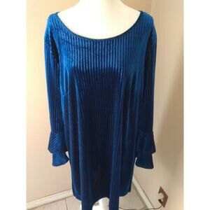Tacera Dress Blue Velvet Ruffled Sleeves Sz 2X Fairy Witchy Festival